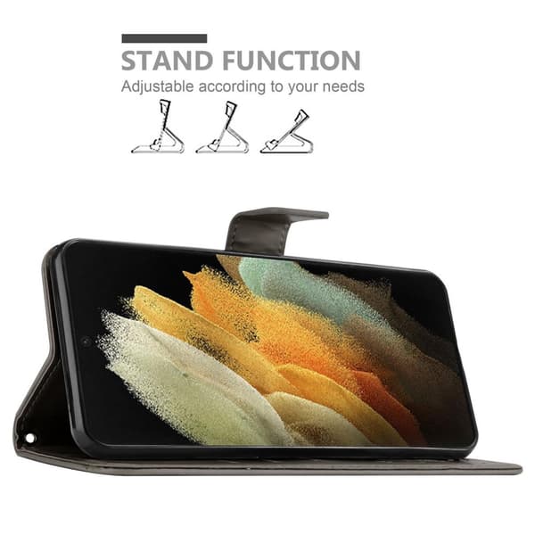 Deksel til Samsung Galaxy S21 ULTRA Lommebokdeksel i blomster design med magnetisk lukking, stativfunksjon og kortplasser