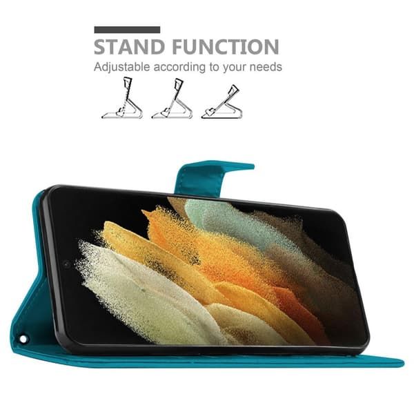 Deksel til Samsung Galaxy S21 ULTRA Lommebokdeksel i blomster design med magnetisk lukking, stativfunksjon og kortplasser