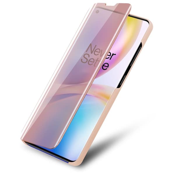 Etui for OnePlus 8 PRO Deksel Clear View Mirror Beskyttelsesetui med stativfunksjon 360 graders beskyttelse