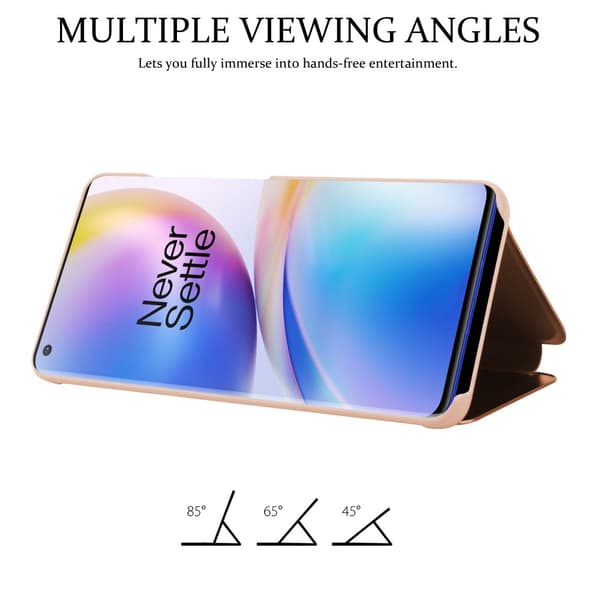Etui for OnePlus 8 PRO Deksel Clear View Mirror Beskyttelsesetui med stativfunksjon 360 graders beskyttelse