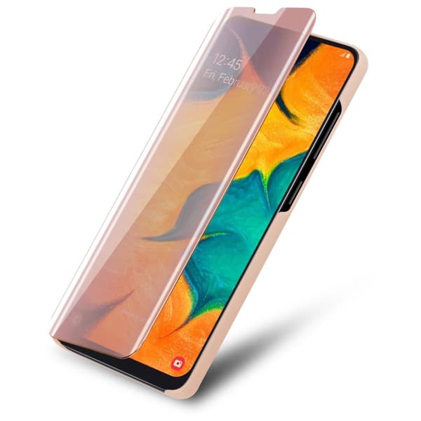 Etui for Samsung Galaxy A20 / A30 / M10s Deksel Clear View Mirror Beskyttelsesetui med stativfunksjon 360 graders beskyttelse