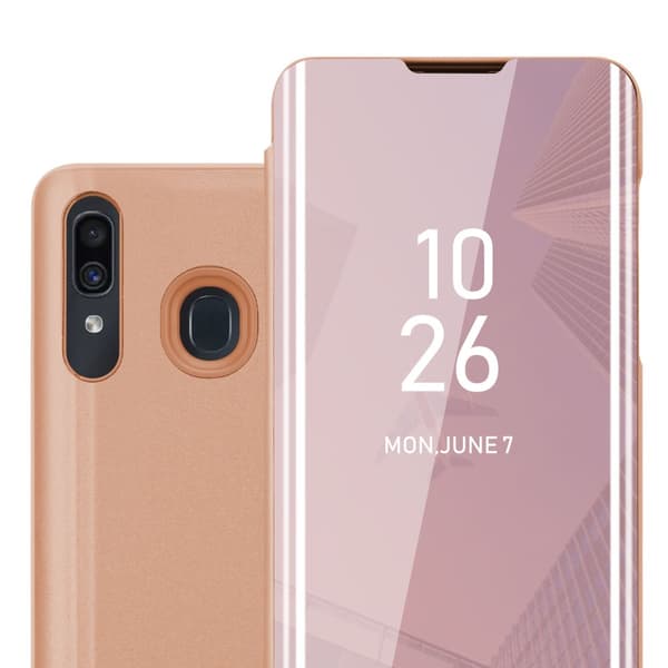 Etui for Samsung Galaxy A20 / A30 / M10s Deksel Clear View Mirror Beskyttelsesetui med stativfunksjon 360 graders beskyttelse