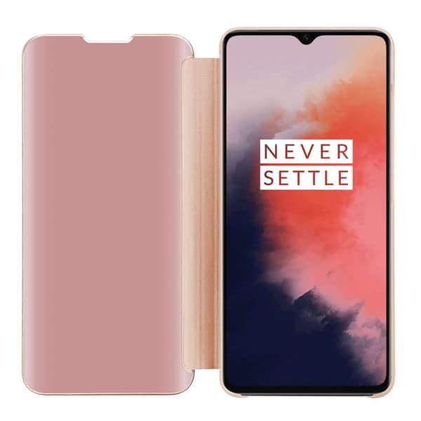 OnePlus 7T Skal Plånboksfodral Clear View Mirror Skyddsomslag med standfunktion 360 graders skydd
