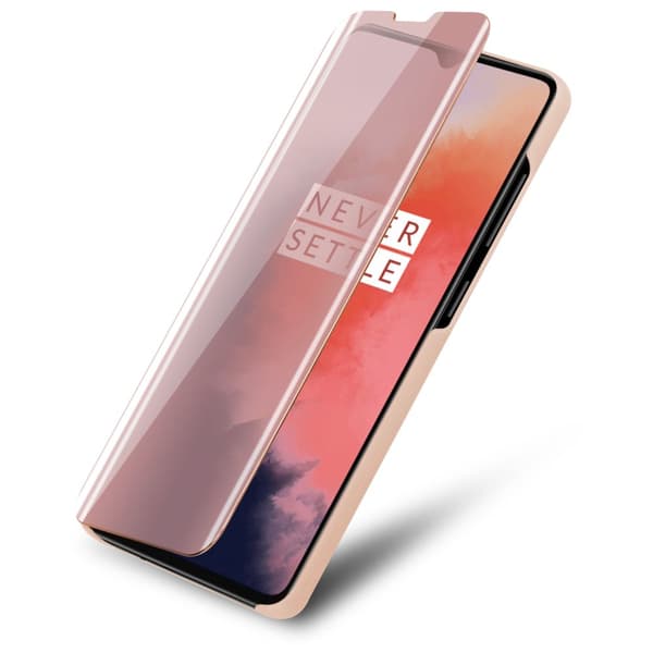 OnePlus 7T Skal Plånboksfodral Clear View Mirror Skyddsomslag med standfunktion 360 graders skydd