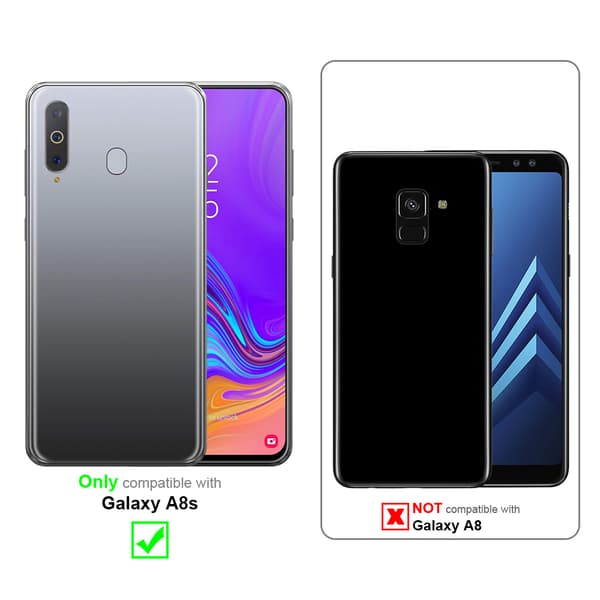 Etui for Samsung Galaxy A8s Deksel Clear View Mirror Beskyttelsesetui med stativfunksjon 360 graders beskyttelse
