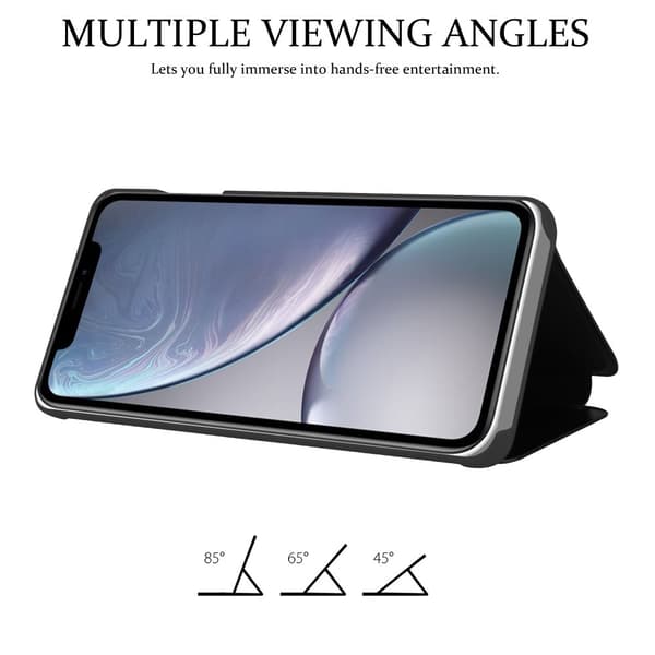 Apple iPhone XR Lompakkokotelo Matkapuhelinkotelo Suojakuori Clear View Mirror Suojakotelo jalusta toiminto 360 asteen suojaus