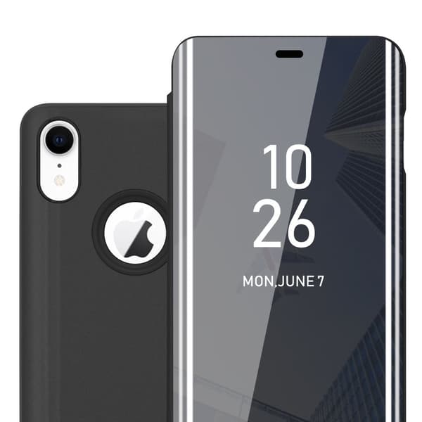 Apple iPhone XR Lompakkokotelo Matkapuhelinkotelo Suojakuori Clear View Mirror Suojakotelo jalusta toiminto 360 asteen suojaus