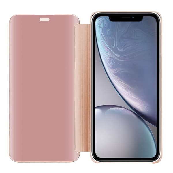 Etui for iPhone XR Deksel Clear View Mirror Beskyttelsesetui med stativfunksjon 360 graders beskyttelse