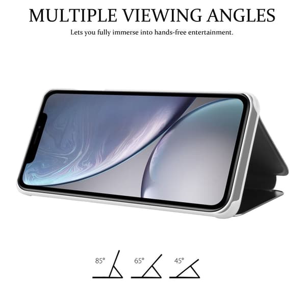 iPhone XR Skal Plånboksfodral Clear View Mirror Skyddsomslag med standfunktion 360 graders skydd