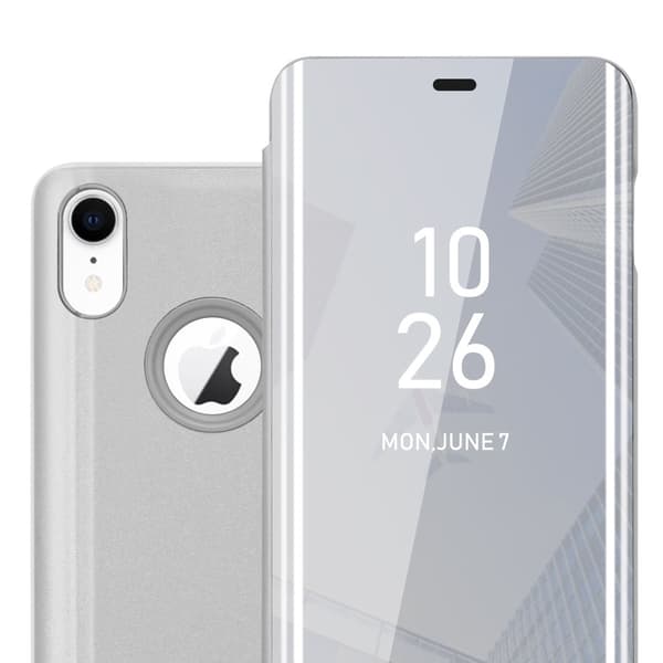 iPhone XR Skal Plånboksfodral Clear View Mirror Skyddsomslag med standfunktion 360 graders skydd