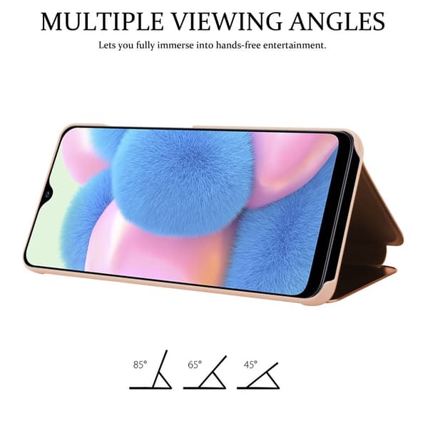 Samsung Galaxy A50 4G / A50s / A30s Lompakkokotelo Matkapuhelinkotelo Suojakuori Clear View Mirror Suojakotelo jalusta toiminto 360 asteen suojaus
