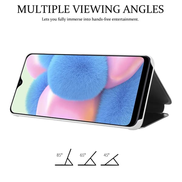 Samsung Galaxy A50 4G / A50s / A30s Lompakkokotelo Matkapuhelinkotelo Suojakuori Clear View Mirror Suojakotelo jalusta toiminto 360 asteen suojaus