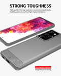 Miniatyrbild 4 av 7: Samsung Galaxy S21 ULTRA Skal Fodral av flexibelt TPU-silikon i rostfritt stål-kolfiber-look Skyddsfodral