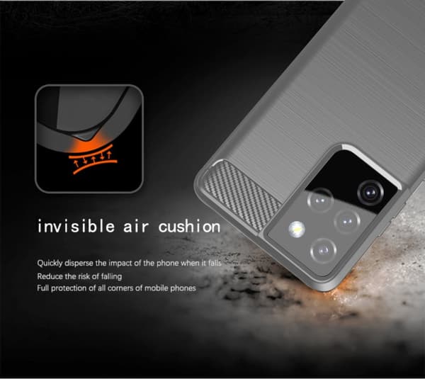 Samsung Galaxy S21 ULTRA Skal Fodral av flexibelt TPU-silikon i rostfritt stål-kolfiber-look Skyddsfodral
