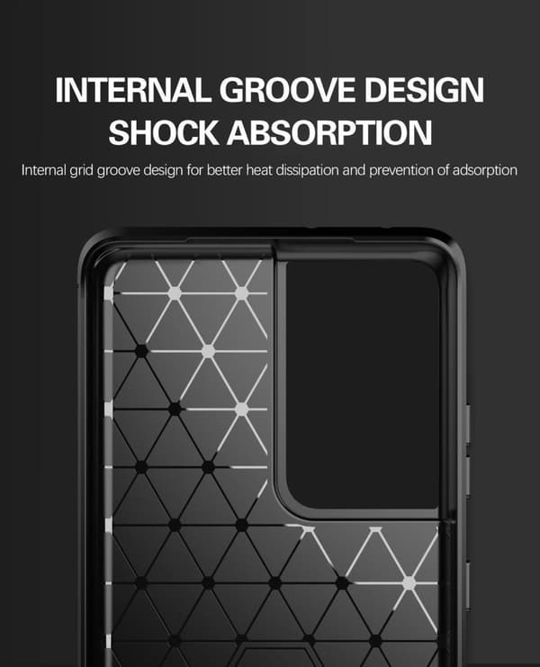 Samsung Galaxy S21 ULTRA Skal Fodral av flexibelt TPU-silikon i rostfritt stål-kolfiber-look Skyddsfodral