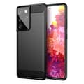Miniatyrbild 1 av 7: Samsung Galaxy S21 ULTRA Skal Fodral av flexibelt TPU-silikon i rostfritt stål-kolfiber-look Skyddsfodral