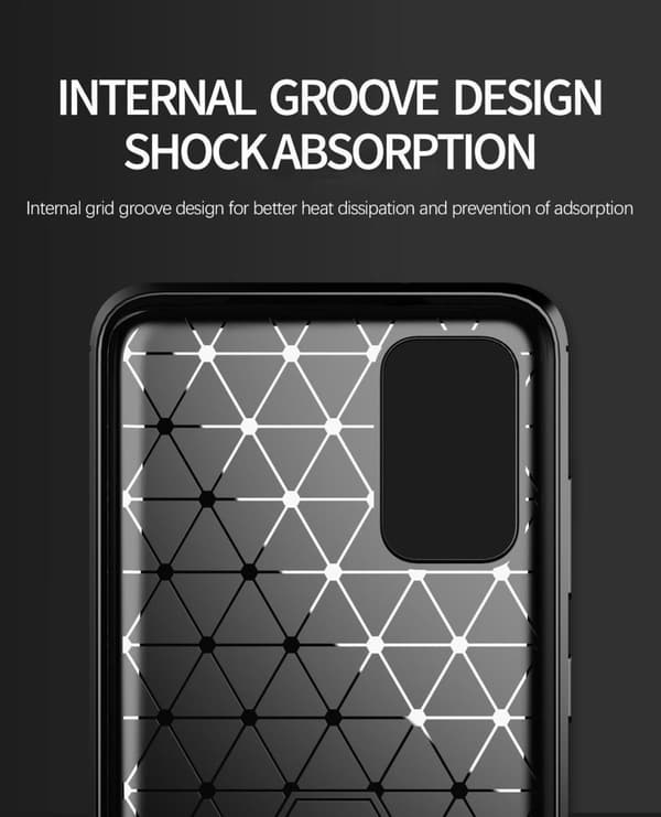 Samsung Galaxy S20 Skal Fodral av flexibelt TPU-silikon i rostfritt stål-kolfiber-look Skyddsfodral