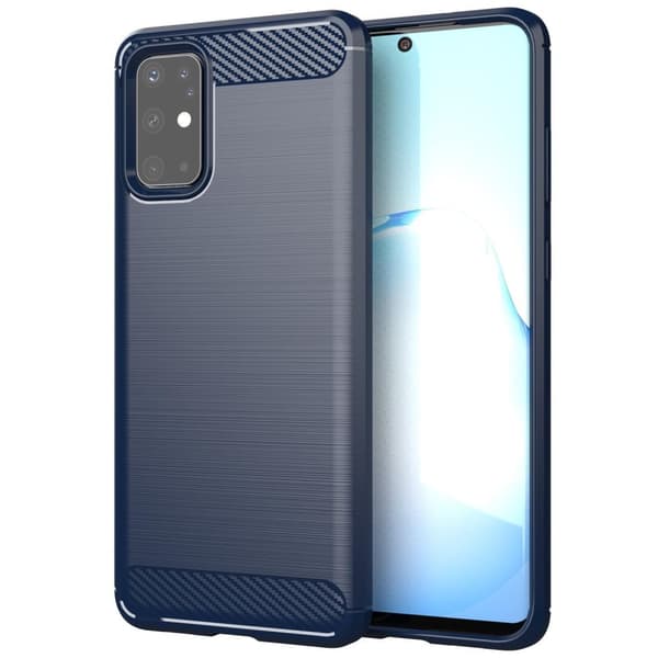 Samsung Galaxy S20 Skal Fodral av flexibelt TPU-silikon i rostfritt stål-kolfiber-look Skyddsfodral