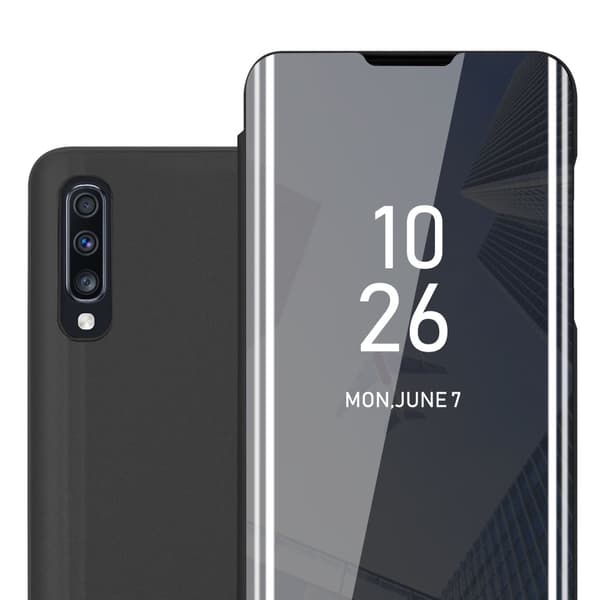 Samsung Galaxy A70 / A70s Lompakkokotelo Matkapuhelinkotelo Suojakuori Clear View Mirror Suojakotelo jalusta toiminto 360 asteen suojaus