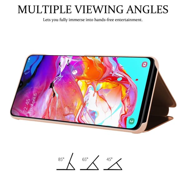 Etui for Samsung Galaxy A70 / A70s Deksel Clear View Mirror Beskyttelsesetui med stativfunksjon 360 graders beskyttelse