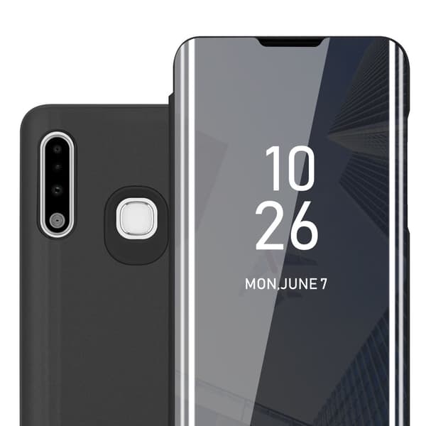Etui for Samsung Galaxy A70e Deksel Clear View Mirror Beskyttelsesetui med stativfunksjon 360 graders beskyttelse