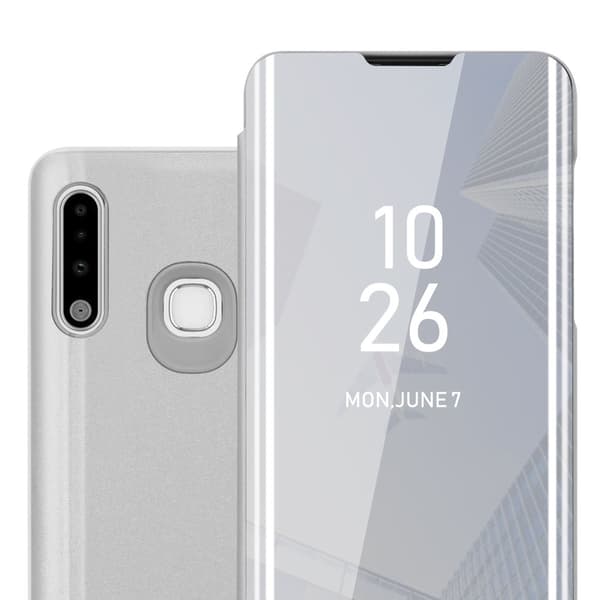 Etui for Samsung Galaxy A70e Deksel Clear View Mirror Beskyttelsesetui med stativfunksjon 360 graders beskyttelse