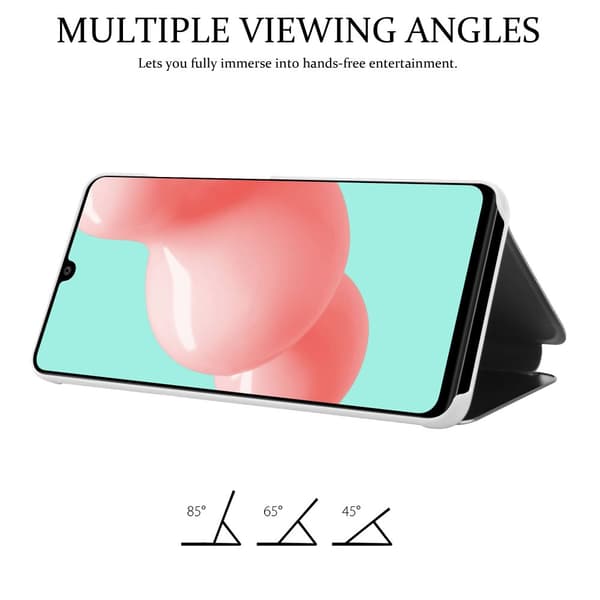 Samsung Galaxy A41 Lompakkokotelo Matkapuhelinkotelo Suojakuori Clear View Mirror Suojakotelo jalusta toiminto 360 asteen suojaus