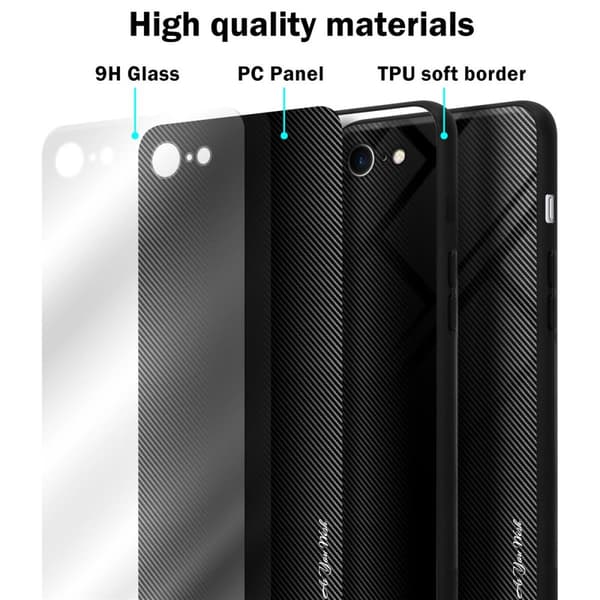 Deksel til iPhone 7 / 7S / 8 / SE 2020 Stripe optics Silikondeskel laget av TPU-silikon og bakside av herdet glass