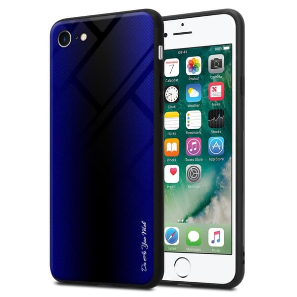 Deksel til iPhone 7 / 7S / 8 / SE 2020 Stripe optics Silikondeskel laget av TPU-silikon og bakside av herdet glass