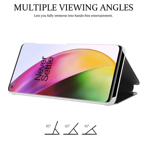 OnePlus 8 Skal Plånboksfodral Clear View Mirror Skyddsomslag med standfunktion 360 graders skydd