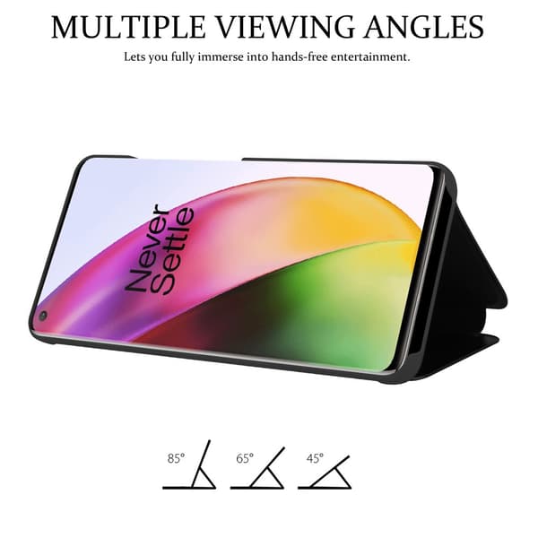 OnePlus 8 Skal Plånboksfodral Clear View Mirror Skyddsomslag med standfunktion 360 graders skydd