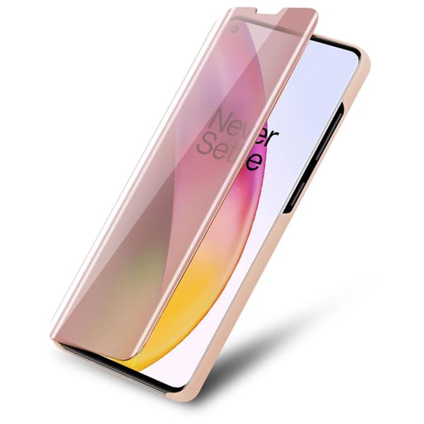 OnePlus 8 Lompakkokotelo Matkapuhelinkotelo Suojakuori Clear View Mirror Suojakotelo jalusta toiminto 360 asteen suojaus