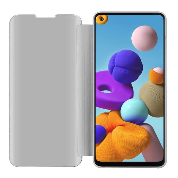 Etui for Samsung Galaxy A21s Deksel Clear View Mirror Beskyttelsesetui med stativfunksjon 360 graders beskyttelse