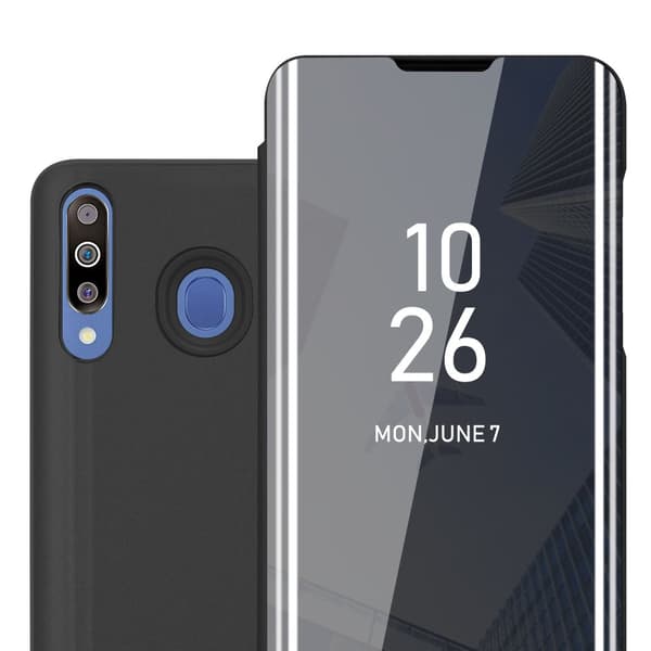 Etui for Samsung Galaxy M30 / A40s Deksel Clear View Mirror Beskyttelsesetui med stativfunksjon 360 graders beskyttelse