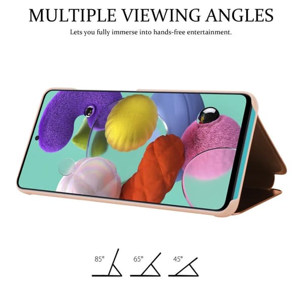 Etui for Samsung Galaxy A51 4G / M40s Deksel Clear View Mirror Beskyttelsesetui med stativfunksjon 360 graders beskyttelse