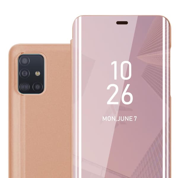 Etui for Samsung Galaxy A51 4G / M40s Deksel Clear View Mirror Beskyttelsesetui med stativfunksjon 360 graders beskyttelse