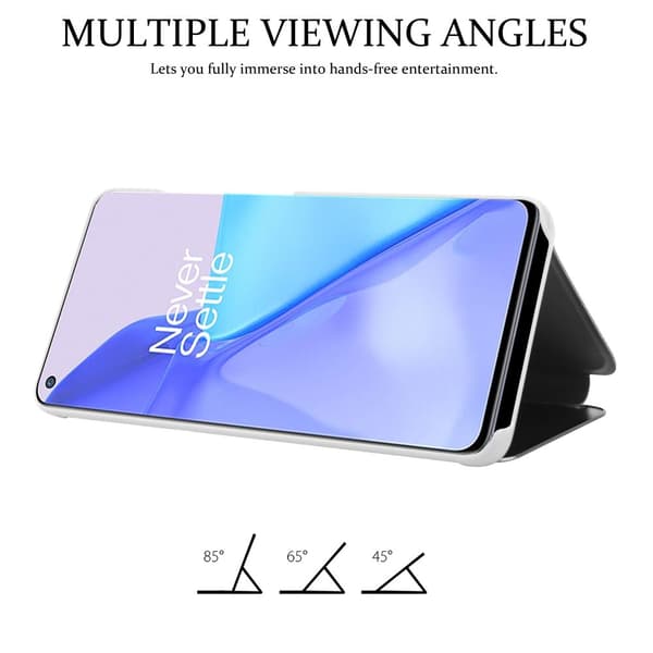 OnePlus 9 Lompakkokotelo Matkapuhelinkotelo Suojakuori Clear View Mirror Suojakotelo jalusta toiminto 360 asteen suojaus