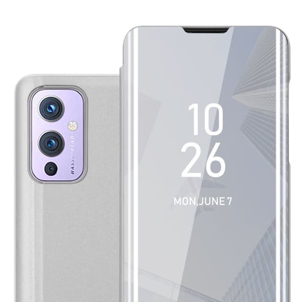 OnePlus 9 Lompakkokotelo Matkapuhelinkotelo Suojakuori Clear View Mirror Suojakotelo jalusta toiminto 360 asteen suojaus