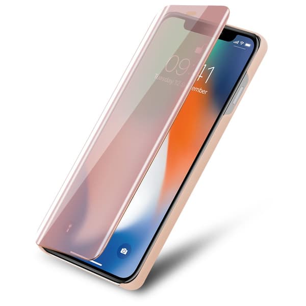 iPhone X / XS Skal Plånboksfodral Clear View Mirror Skyddsomslag med standfunktion 360 graders skydd