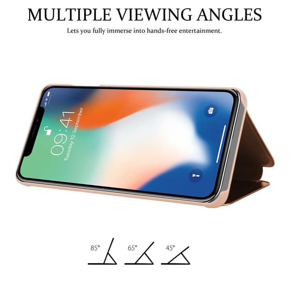 iPhone X / XS Skal Plånboksfodral Clear View Mirror Skyddsomslag med standfunktion 360 graders skydd