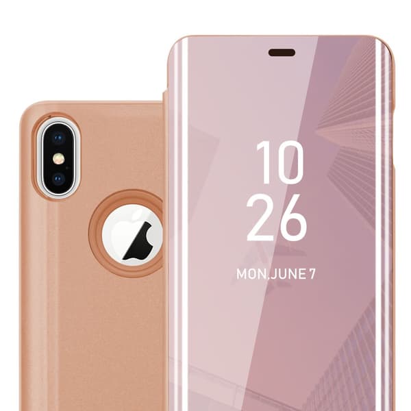 iPhone X / XS Skal Plånboksfodral Clear View Mirror Skyddsomslag med standfunktion 360 graders skydd