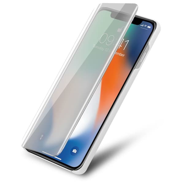 Etui for iPhone X / XS Deksel Clear View Mirror Beskyttelsesetui med stativfunksjon 360 graders beskyttelse