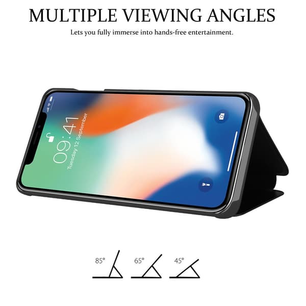 iPhone X / XS Skal Plånboksfodral Clear View Mirror Skyddsomslag med standfunktion 360 graders skydd