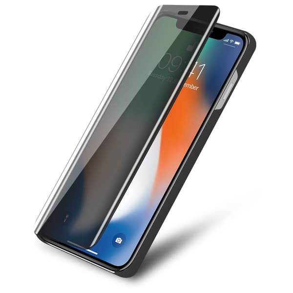 Etui for iPhone X / XS Deksel Clear View Mirror Beskyttelsesetui med stativfunksjon 360 graders beskyttelse