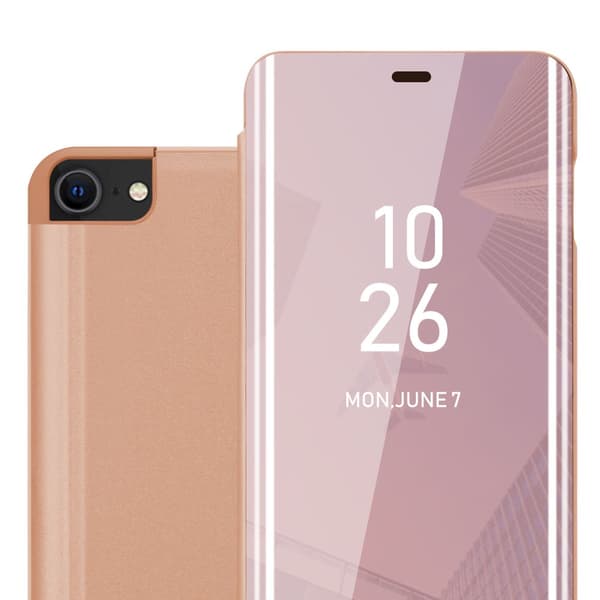 Etui for iPhone 7 / 7S / 8 / SE 2020 Deksel Clear View Mirror Beskyttelsesetui med stativfunksjon 360 graders beskyttelse
