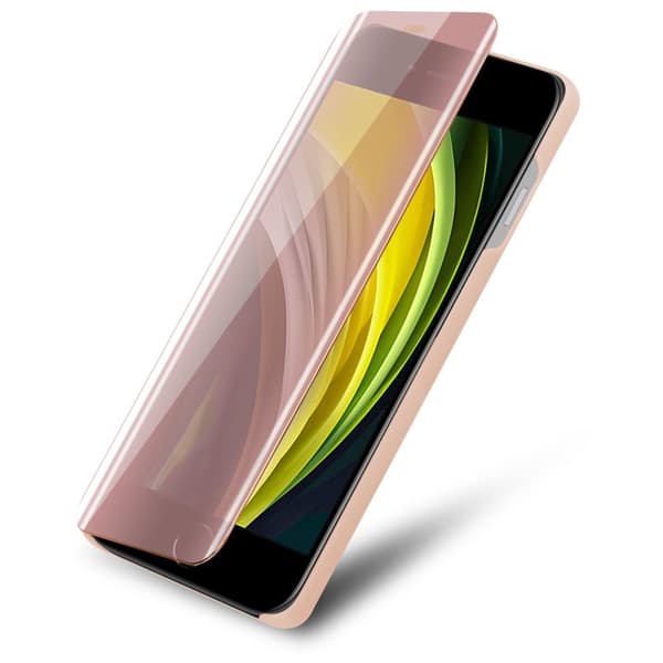 Etui for iPhone 7 / 7S / 8 / SE 2020 Deksel Clear View Mirror Beskyttelsesetui med stativfunksjon 360 graders beskyttelse