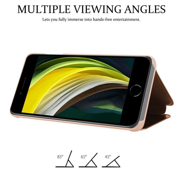 Etui for iPhone 7 / 7S / 8 / SE 2020 Deksel Clear View Mirror Beskyttelsesetui med stativfunksjon 360 graders beskyttelse