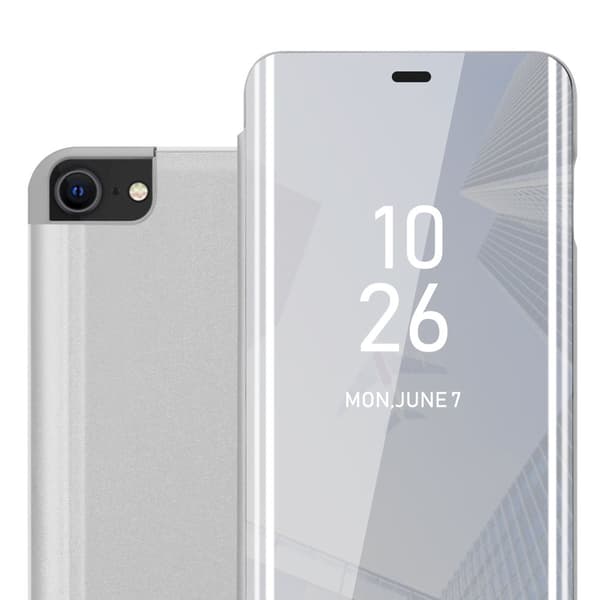 Etui for iPhone 7 / 7S / 8 / SE 2020 Deksel Clear View Mirror Beskyttelsesetui med stativfunksjon 360 graders beskyttelse
