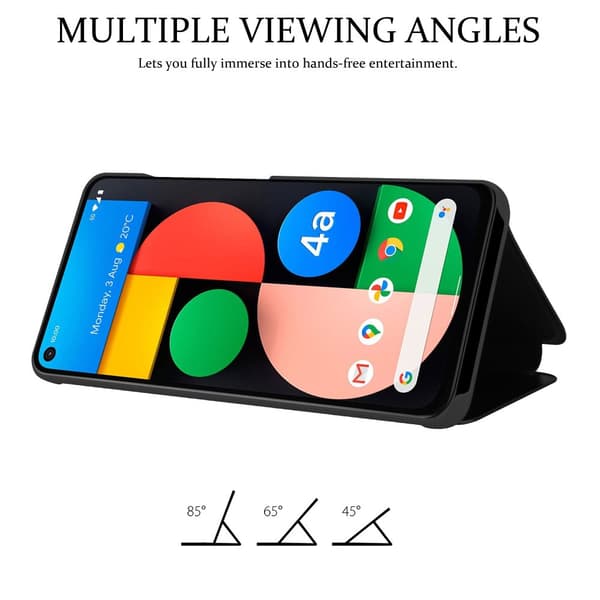 Etui for Google PIXEL 4A Deksel Clear View Mirror Beskyttelsesetui med stativfunksjon 360 graders beskyttelse