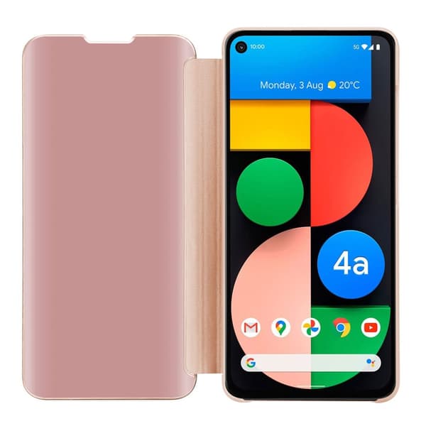 Etui for Google PIXEL 4A Deksel Clear View Mirror Beskyttelsesetui med stativfunksjon 360 graders beskyttelse